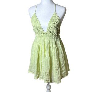 FREE PEOPLE Gauzy Ruched Sundress Mini Dress - medium